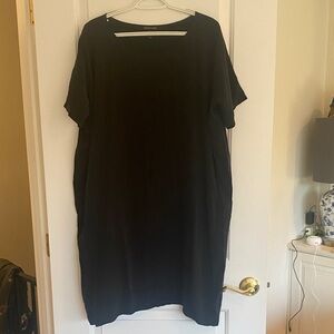 Eileen Fisher Black Short Sleeve Silk Dress